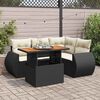 vidaXL 5-tlg. Garten-Sofagarnitur mit Kissen Schwarz Poly Rattan