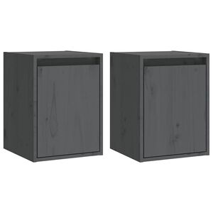 vidaXL Wandschr&auml;nke 2 Stk. Grau 30x30x40 cm Massivholz Kiefer