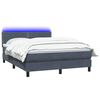 vidaXL Boxspringbett mit Matratze & LED Dunkelgrau 160x220 cm Samt