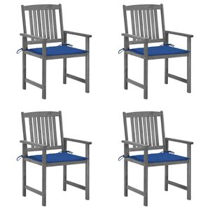 vidaXL Gartenst&uuml;hle mit Kissen 4 Stk. Grau Massivholz Akazie