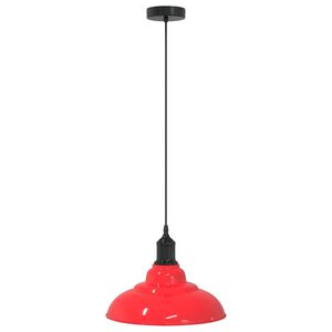 vidaXL Pendelleuchte H&ouml;henverstellbar E27 Rot Gl&auml;nzend &Oslash; 31 cm Metall