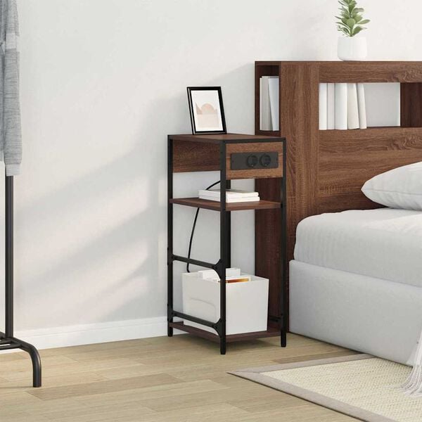 vidaXL Nachttisch Braun Eichen-Optik 40 x 27 x 76 cm Holzwerkstoff