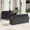 vidaXL Garten-Sofa-Set mit Kissen 7 pcs Schwarz Poly-Rattan