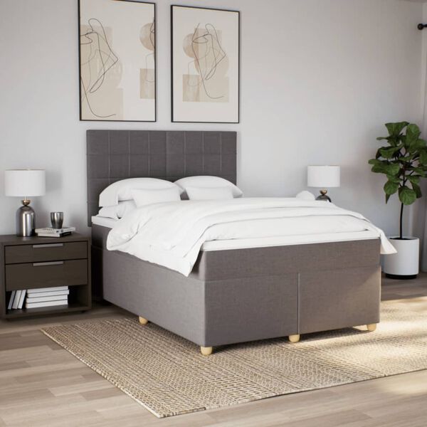 vidaXL Boxspringbett mit Matratze Taupe 140x190 cm Stoff