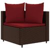vidaXL 3-tlg. Garten-Sofagarnitur mit Kissen Braun Poly Rattan