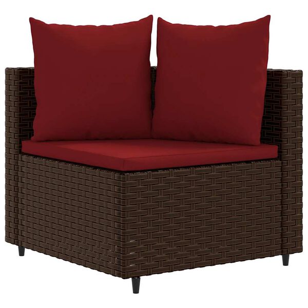 vidaXL 3-tlg. Garten-Sofagarnitur mit Kissen Braun Poly Rattan