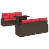 vidaXL Gartensofa-set mit Kissen mit Speicher 7 pcs Braun Poly Rattan