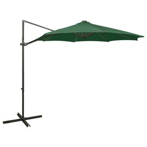 vidaXL Ampelschirm mit LED-Beleuchtung 300 cm Gr&uuml;n