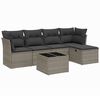 vidaXL 6-tlg. Garten-Sofagarnitur mit Kissen Grau Poly Rattan