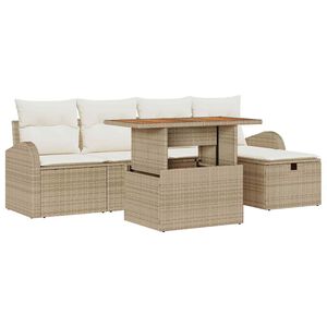 vidaXL Garten-Sofa-Set 6 pcs Beige Poly-Rattan