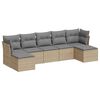 vidaXL 7-tlg. Garten-Sofagarnitur mit Kissen Hellgrau Poly Rattan