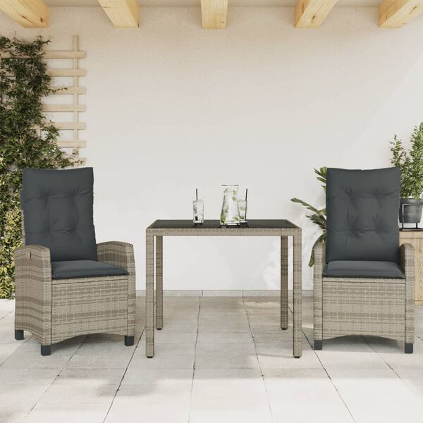vidaXL 5-tlg. Garten-Essgruppe mit Kissen Grau Poly Rattan