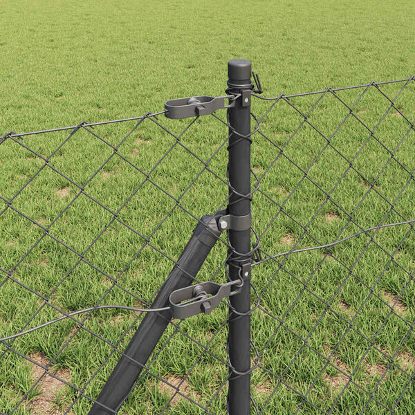 vidaXL Zaunpfosten Grau 10 x 0,8 m (60 x 60 mm Maschen) Stahl und PVC