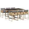 vidaXL 7-tlg. Garten-Essgruppe mit Kissen Beigemischung Poly Rattan