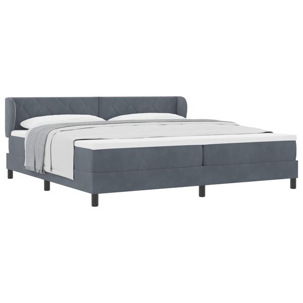 vidaXL Boxspringbett mit Matratze Dunkelgrau 200 x 200 cm Samt