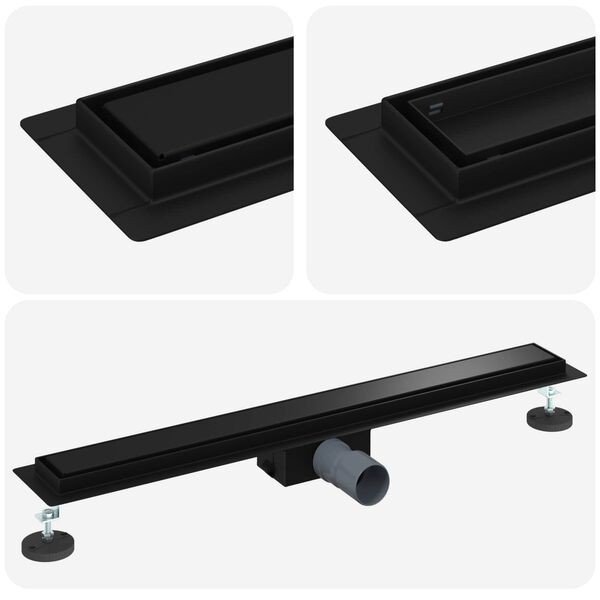 vidaXL 2 in 1 Duschabfluss Schwarz 80 cm Edelstahl 304