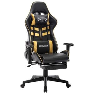 vidaXL Gaming-Stuhl mit Fu&szlig;st&uuml;tze Schwarz und Golden Kunstleder