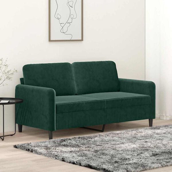 vidaXL 2-Sitzer-Sofa Dunkelgr&uuml;n 140 cm Samt