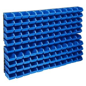 vidaXL 128-tlg. Beh&auml;lter-Set f&uuml;r Kleinteile mit Wandplatten Blau