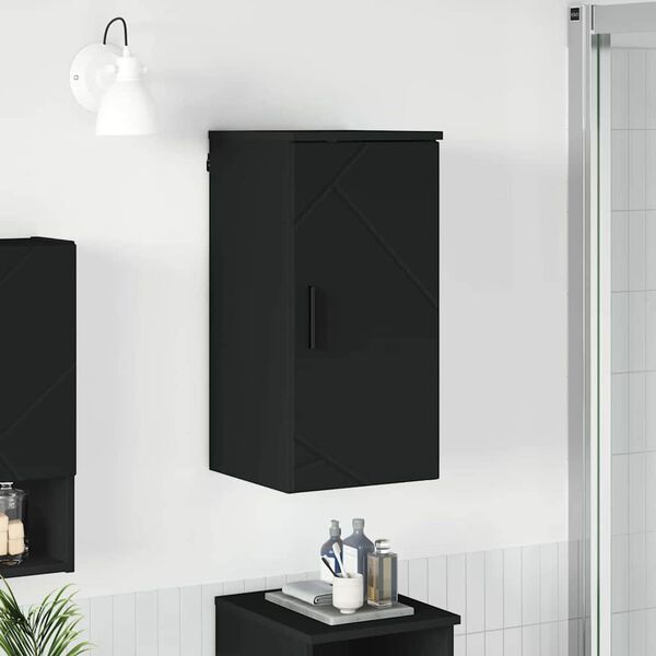 vidaXL Badezimmerschrank Wandmontiert Schwarz 30 x 31,5 x 61 cm