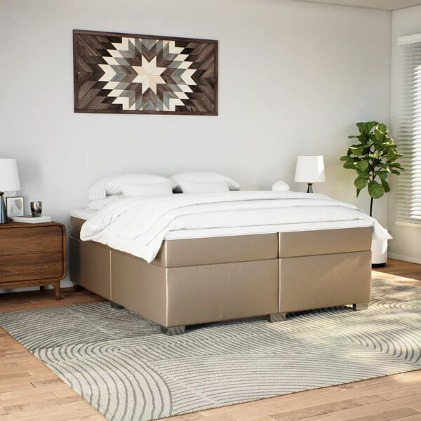 vidaXL Boxspringbett Matratze Cappuccino-Braun 200x200cm Kunstleder