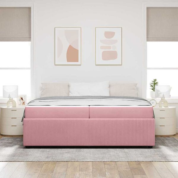 vidaXL Bettrahmen mit Matratze Rosa 200 x 200 cm Stoff