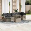 vidaXL 8-tlg. Garten-Sofagarnitur mit Kissen Hellgrau Poly Rattan
