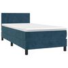 vidaXL Boxspringbett mit Matratze Dunkelblau 90x200 cm Samt