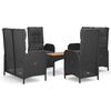vidaXL 5-tlg. Garten-Essgruppe mit Kissen Schwarz Poly Rattan