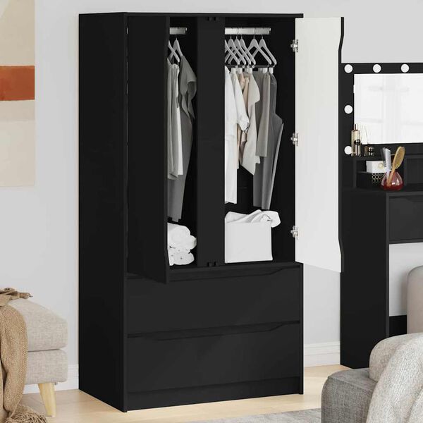 vidaXL Badezimmerschrank Schwarz 79,5 x 49 x 156 cm Holzwerkstoff
