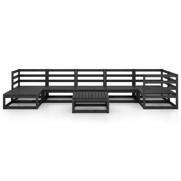 vidaXL 8-tlg. Garten-Lounge-Set Schwarz Massivholz Kiefer