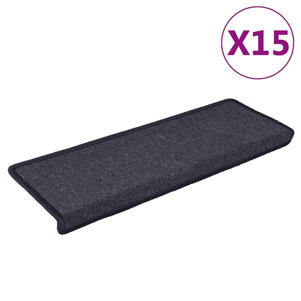 vidaXL Stufenmatten 15 Stk. 65 x 21 x 4 cm Dunkelgrau und Blau Rechteckiger Rand