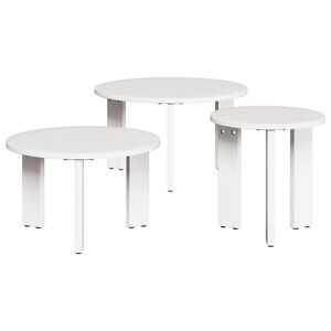 vidaXL Couchtisch 3 pcs Wei&szlig; Massivholz Kiefer