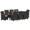 vidaXL Garten Essgruppe 9 pcs Schwarz Poly-Rattan