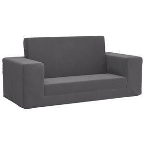 vidaXL Kinder-Schlafsofa 2-Sitzer Anthrazit Weicher Pl&uuml;sch