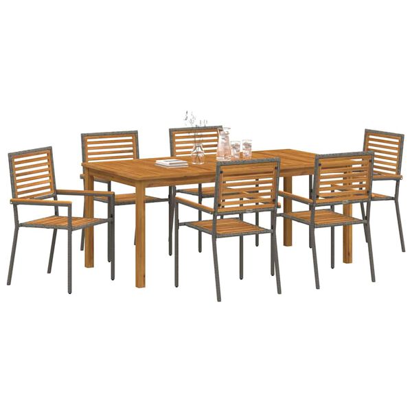 vidaXL Garten Essgruppe 7 pcs Grau Massivholz Akazie
