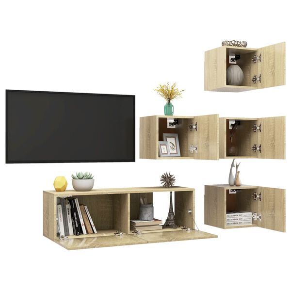 vidaXL 5-tlg. TV-Schrank-Set Sonoma-Eiche Holzwerkstoff