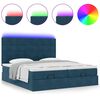 vidaXL Ottoman-Bett mit Matratzen & LEDs Dunkelblau 160x200 cm Samt