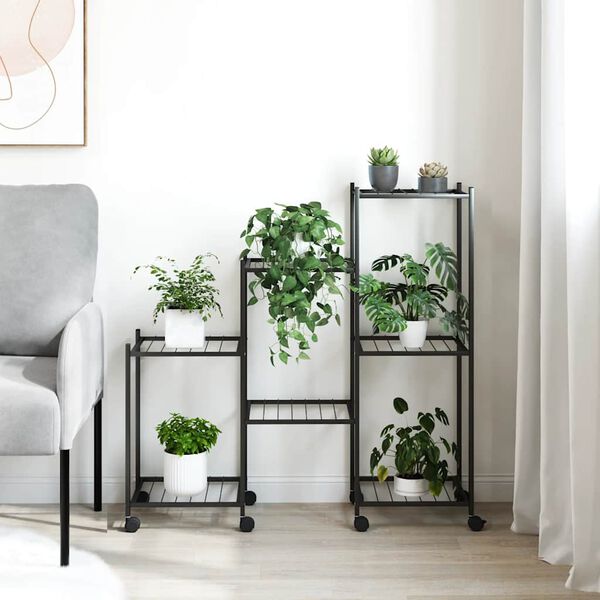 vidaXL Blumenst&auml;nder mit Rollen 83x25x83,5 cm Schwarz Eisen