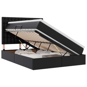 vidaXL Bett mit Stauraum und LED Schwarz 140 x 190 cm Kunstleder