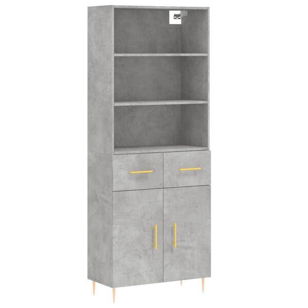 vidaXL Highboard Betongrau 69,5x34x180 cm Holzwerkstoff