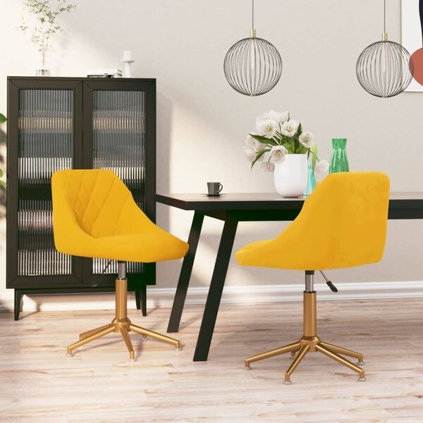 vidaXL Esszimmerst&uuml;hle 2 Stk. Drehbar Senfgelb Samt