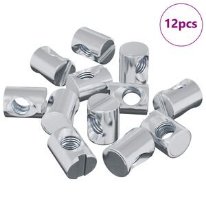 vidaXL M&ouml;belzylinder-Mutter 12 pcs Zink-beschichtet M6 x 13 mm Eisen