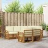 vidaXL Ecksofa Set mit Kissen 7 pcs Natur und Creme Massivholz Akazie