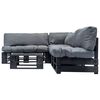 vidaXL 4-tlg. Garten-Lounge-Set aus Paletten mit Grauen Kissen Holz