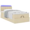vidaXL Ottoman-Bett mit Matratze & LEDs Creme 80x200 cm Stoff
