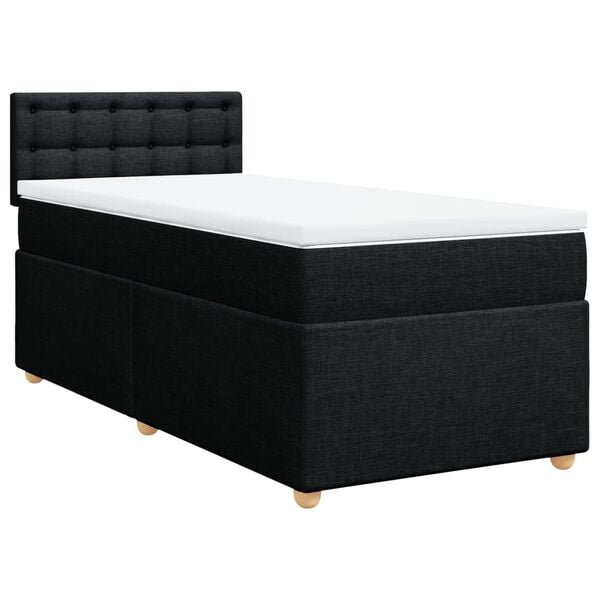vidaXL Boxspringbett mit Matratze Schwarz 90x200 cm Stoff