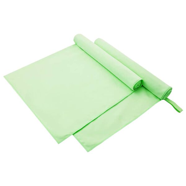 vidaXL Sporthandt&uuml;cher 2 pcs Gr&uuml;n 180 x 90 cm Polyester und Polyamid
