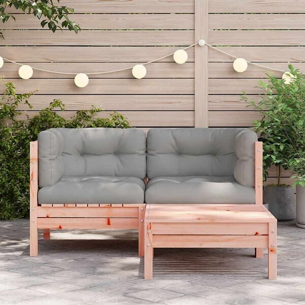 vidaXL Gartensofa mit Kissen und Hocker 2-Sitzer
