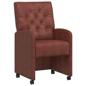 vidaXL Esszimmerst&uuml;hle mit Rollen 2 pcs Gl&auml;nzendes Braun Kunstleder